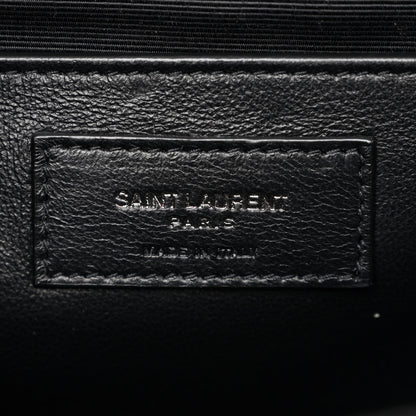 Saint Laurent Grain De Poudre Textured Mixed Matelasse Triquilt Medium Monogram Monochrome Satchel Black 6 of 11