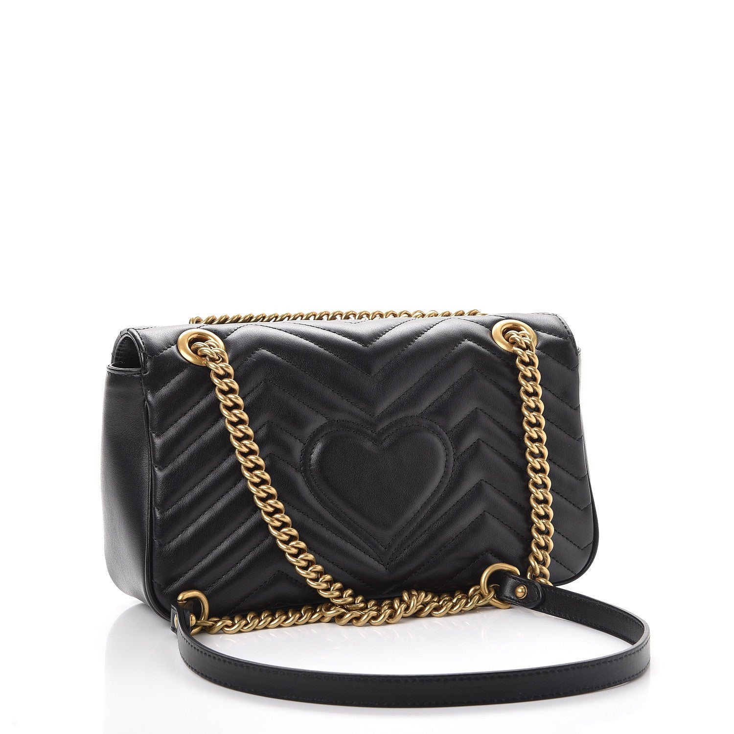 Gucci Calfskin Matelasse Small GG Marmont Shoulder Bag Black 3 of 9