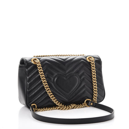 Gucci Calfskin Matelasse Small GG Marmont Shoulder Bag Black 3 of 9