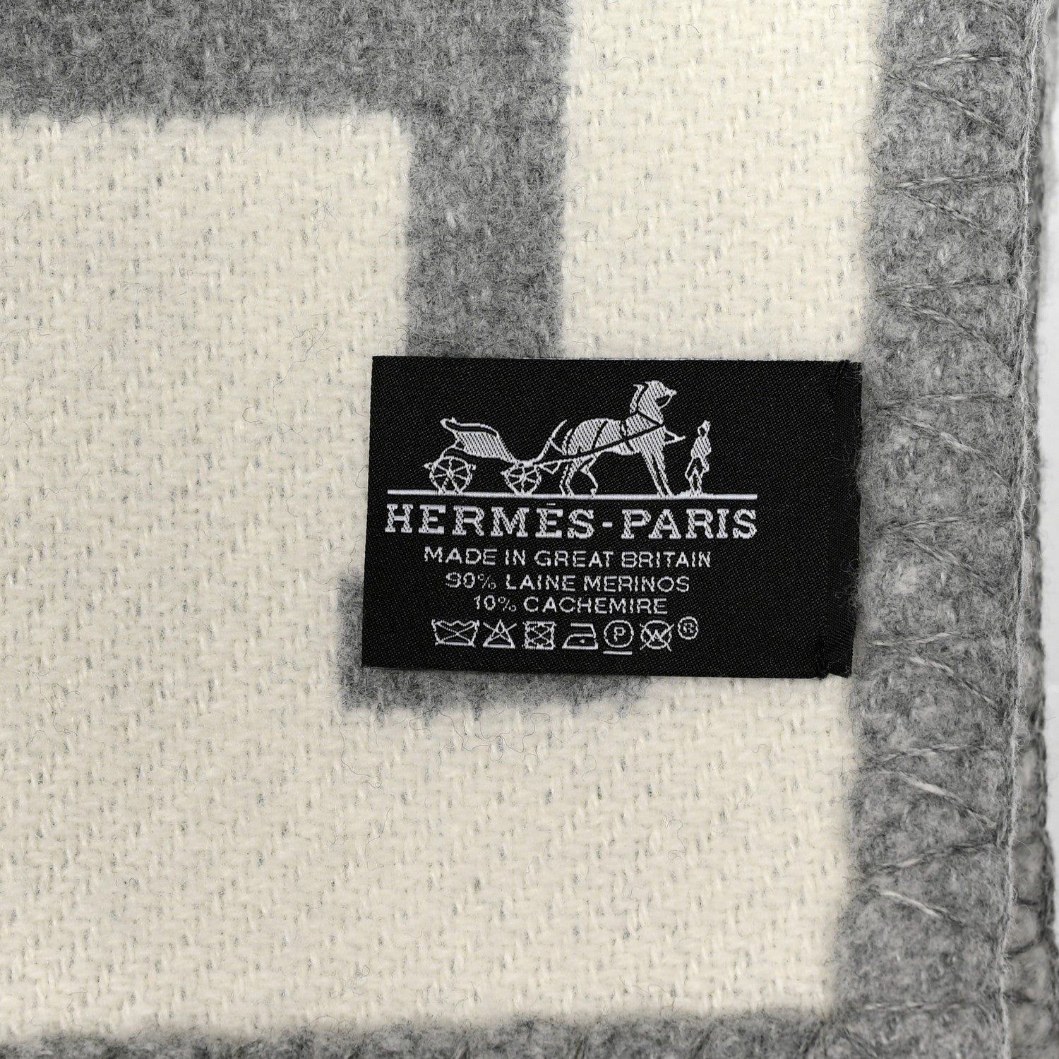 Hermes Wool Cashmere Avalon III Blanket Ecru Gris Clair 3 of 3