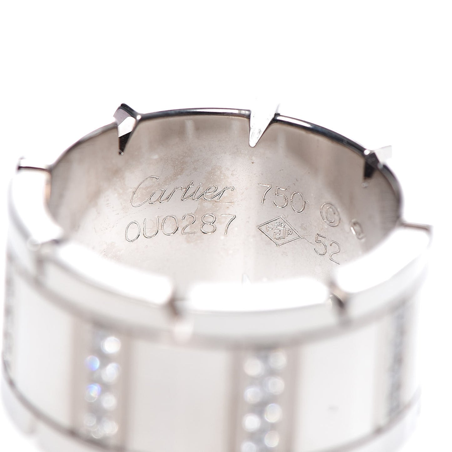 18K White Gold Diamond 11mm Tank Francaise Ring 52 6