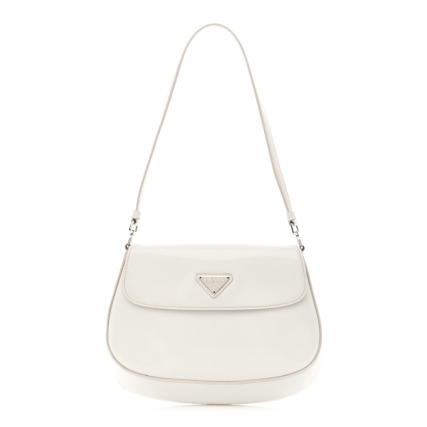 Prada Spazzolato Cleo Flap Shoulder Bag White 1 of 14
