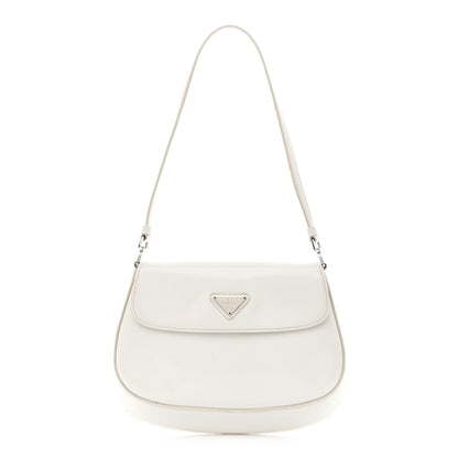 Prada Spazzolato Cleo Flap Shoulder Bag White 1 of 14