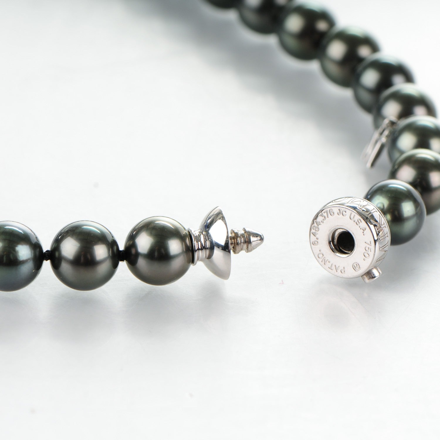Mikimoto 18K White Gold Black South Sea Cultured Pearl 10mm Strand Necklace 17 3 of 5
