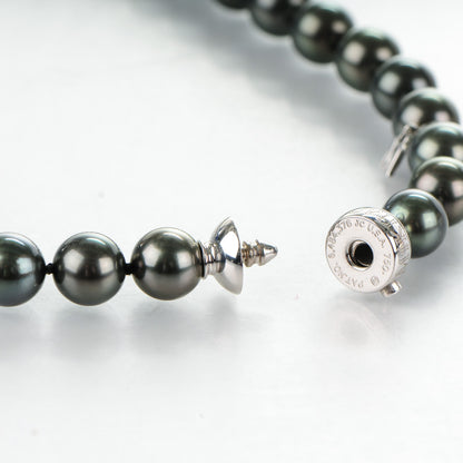 Mikimoto 18K White Gold Black South Sea Cultured Pearl 10mm Strand Necklace 17 3 of 5