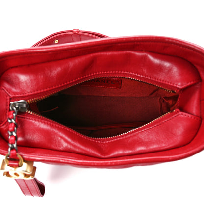 Chanel Aged Calfskin Chevron Quilted Small Gabrielle Hobo Red 5 of 11