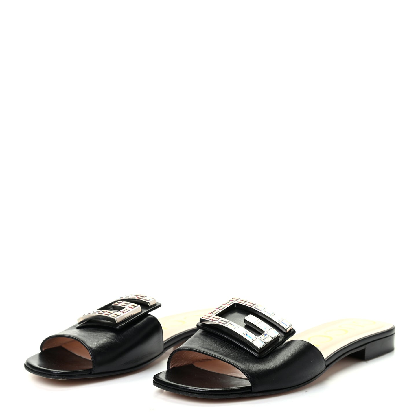 Malaga Kid Crystal Square G Madelyn Slide Sandals 39 Black