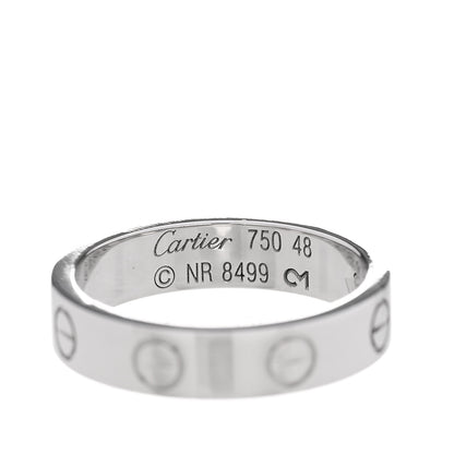 Cartier 18K White Gold Diamond 4mm LOVE Wedding Band Ring 48 4.5 4 of 5