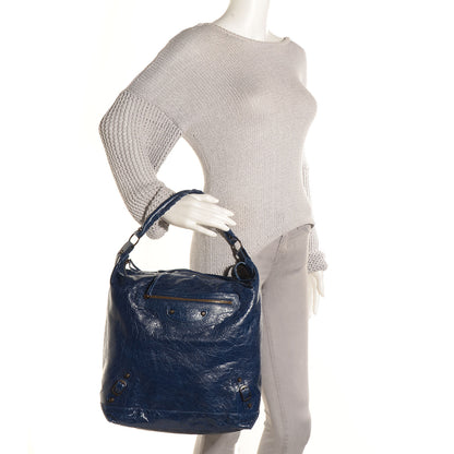 Balenciaga Agneau Classic Hardware Day Hobo Bleu Mineral 2 of 12