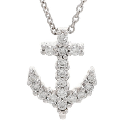 Roberto Coin 18K White Gold Diamond Tiny Treasures Anchor Pendant Necklace 3 of 4