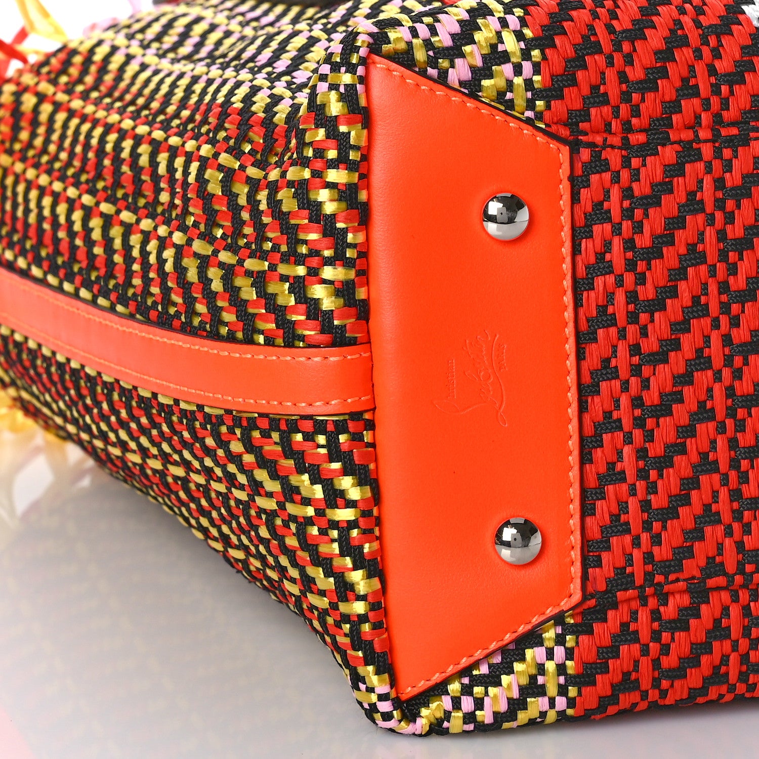 Christian Louboutin Raffia Small Frangibus Tote Orange Multicolor 7 of 8