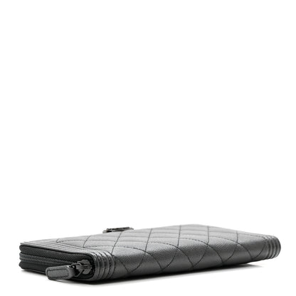 Chanel Caviar Quilted Boy Zip Around Organizer Wallet So Black 4 of 8