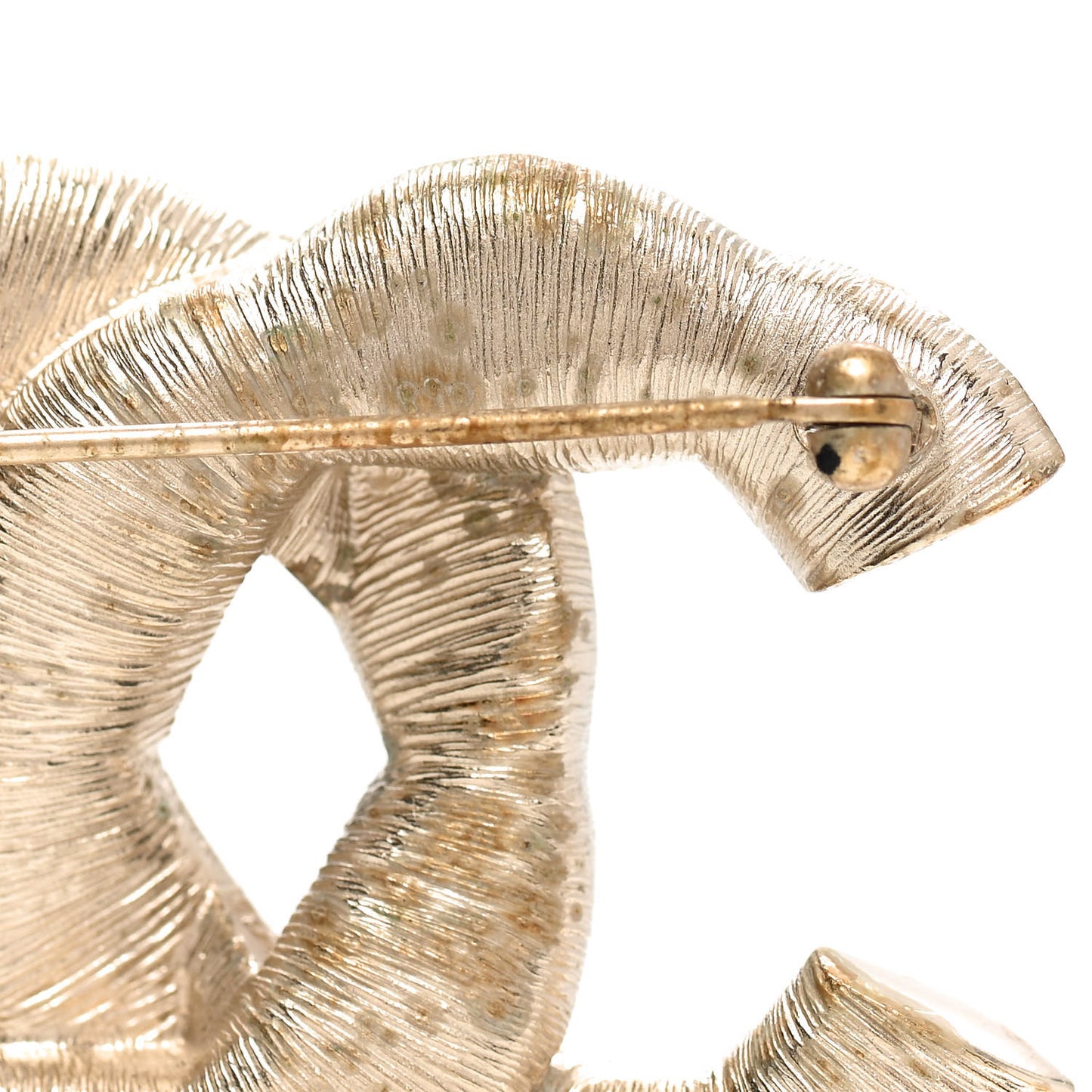 Crystal Twisted CC Brooch Gold Pale Pink