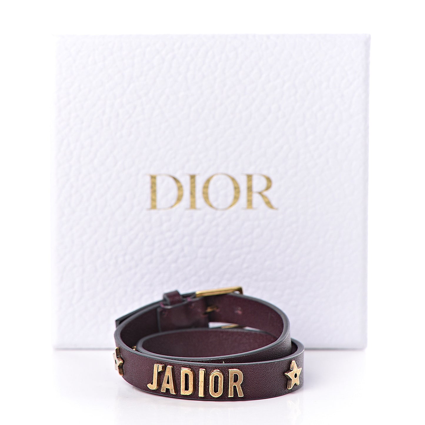 Calfskin Star J'Adior Double Bracelet Wine