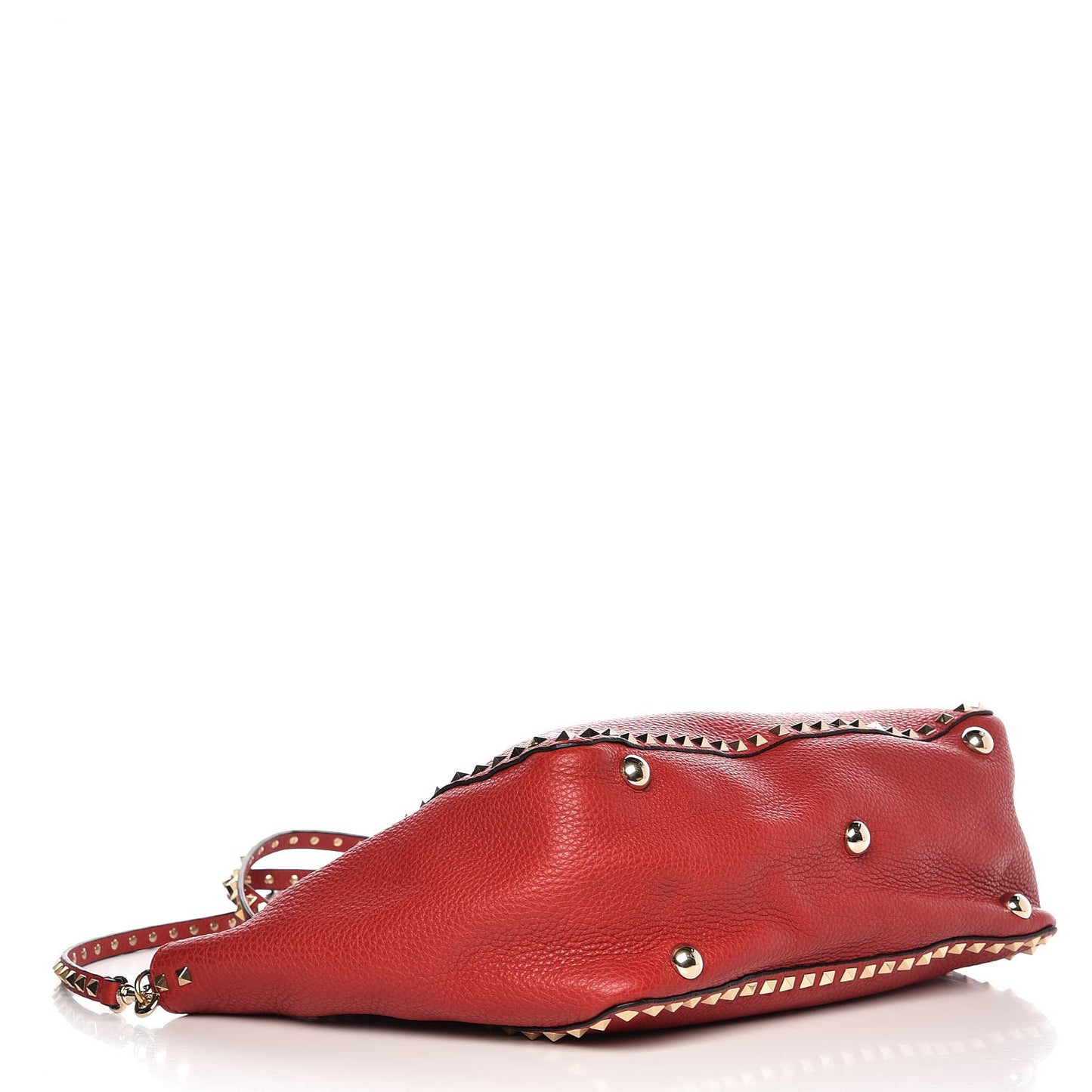Pebbled Calfskin Medium Rockstud Tote Rosso Valentino