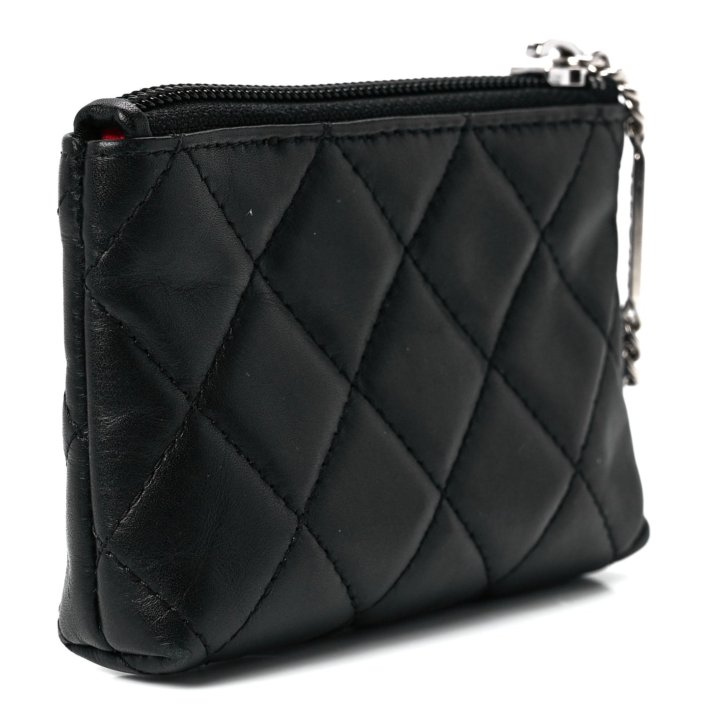 Calfskin Quilted Cambon Key Pouch Black