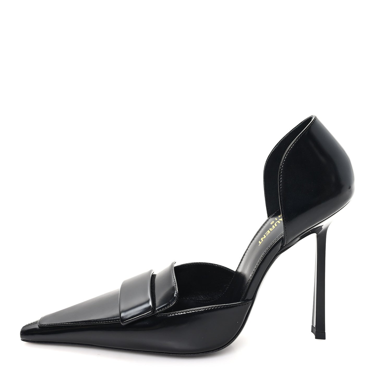 Patent Calfskin Dorsay 110 Pumps 38 Black