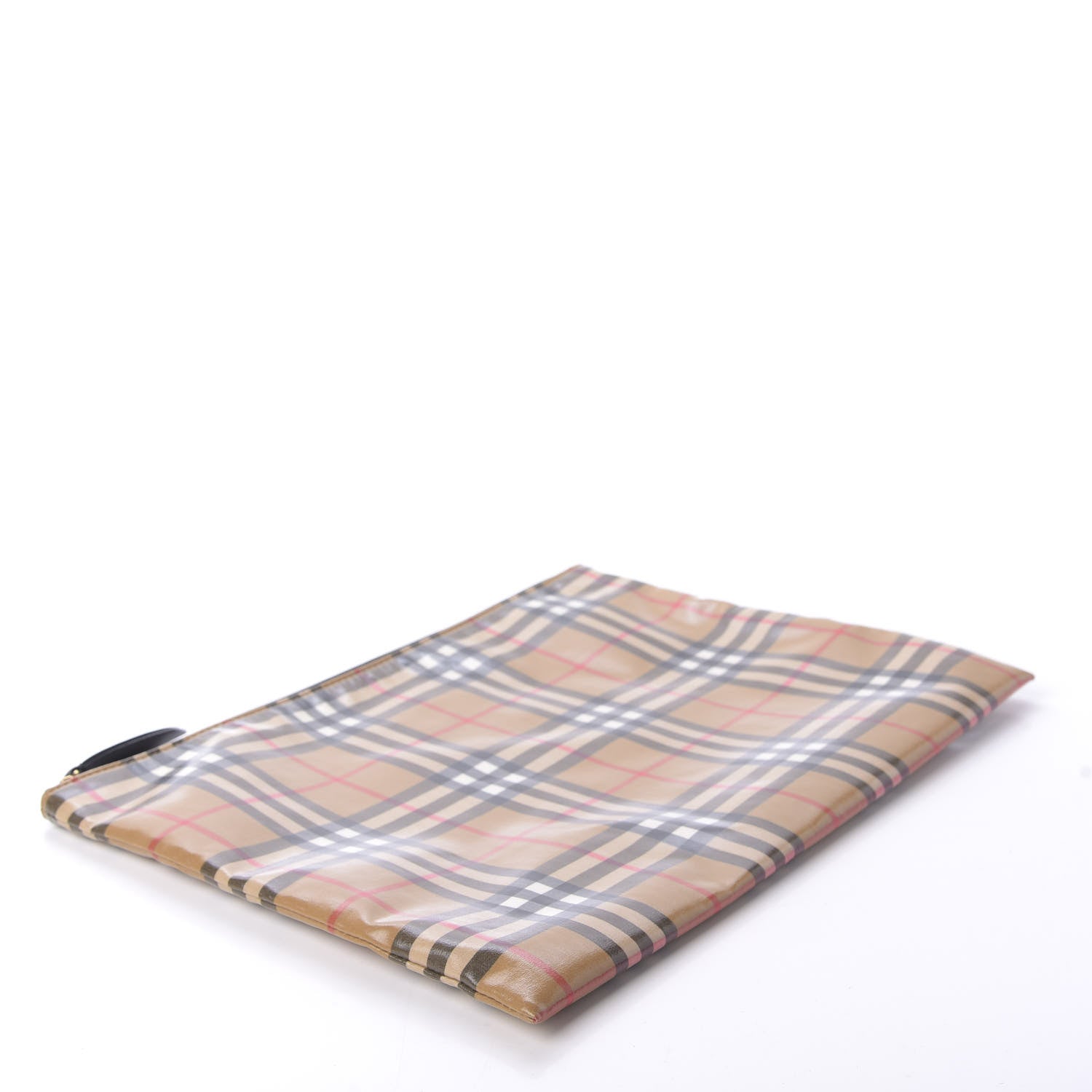 Burberry Coated Canvas Vintage Check Large Zip Pouch Antique Yellow 4 of 6