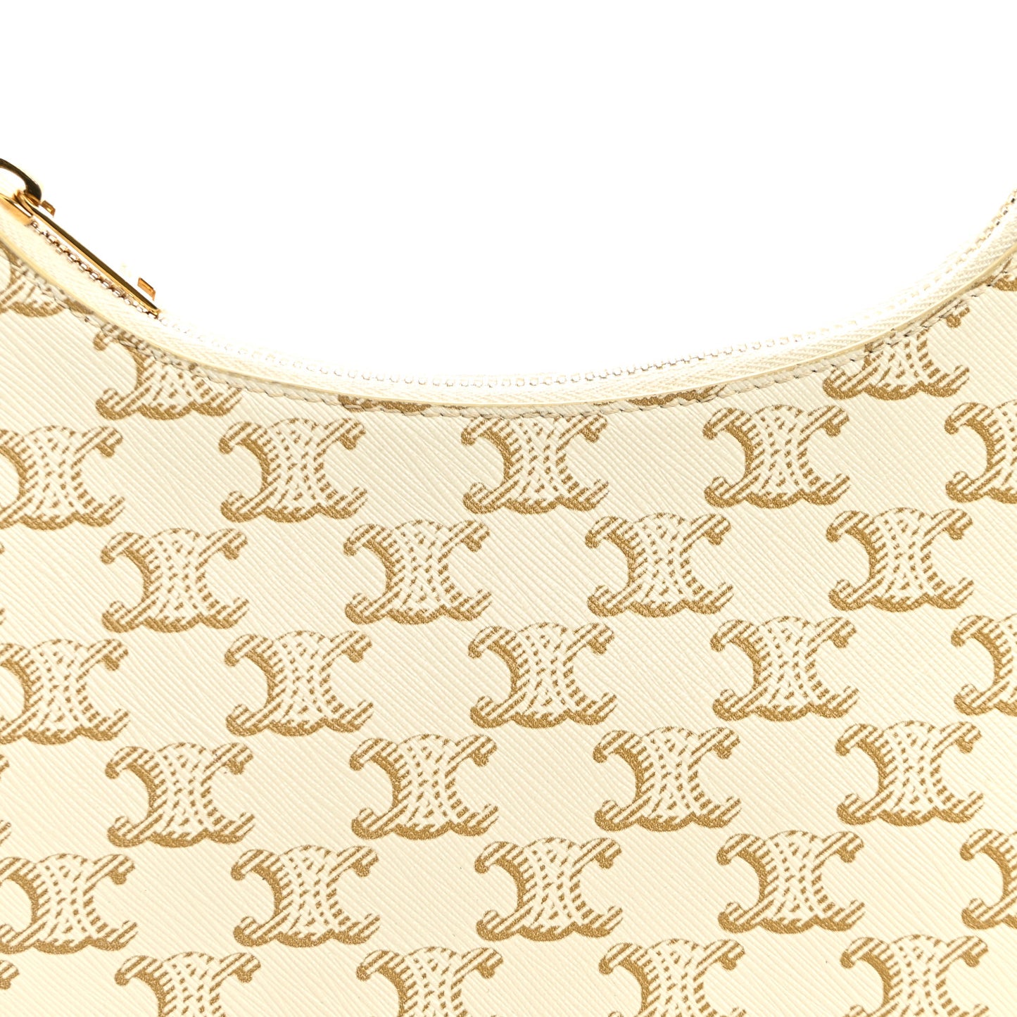 Canvas Calfskin Ava Triomphe Shoulder Bag White
