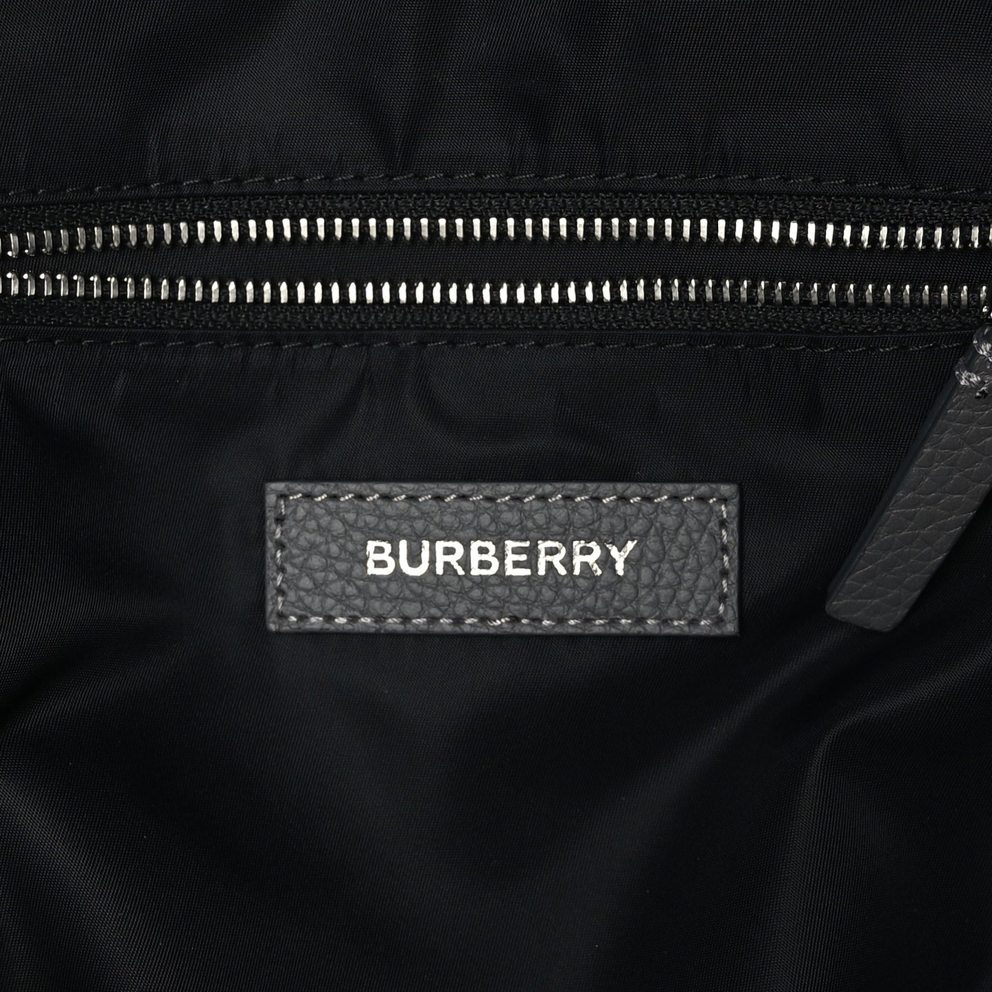Calfskin Logo Embossed Backpack Charcoal Grey