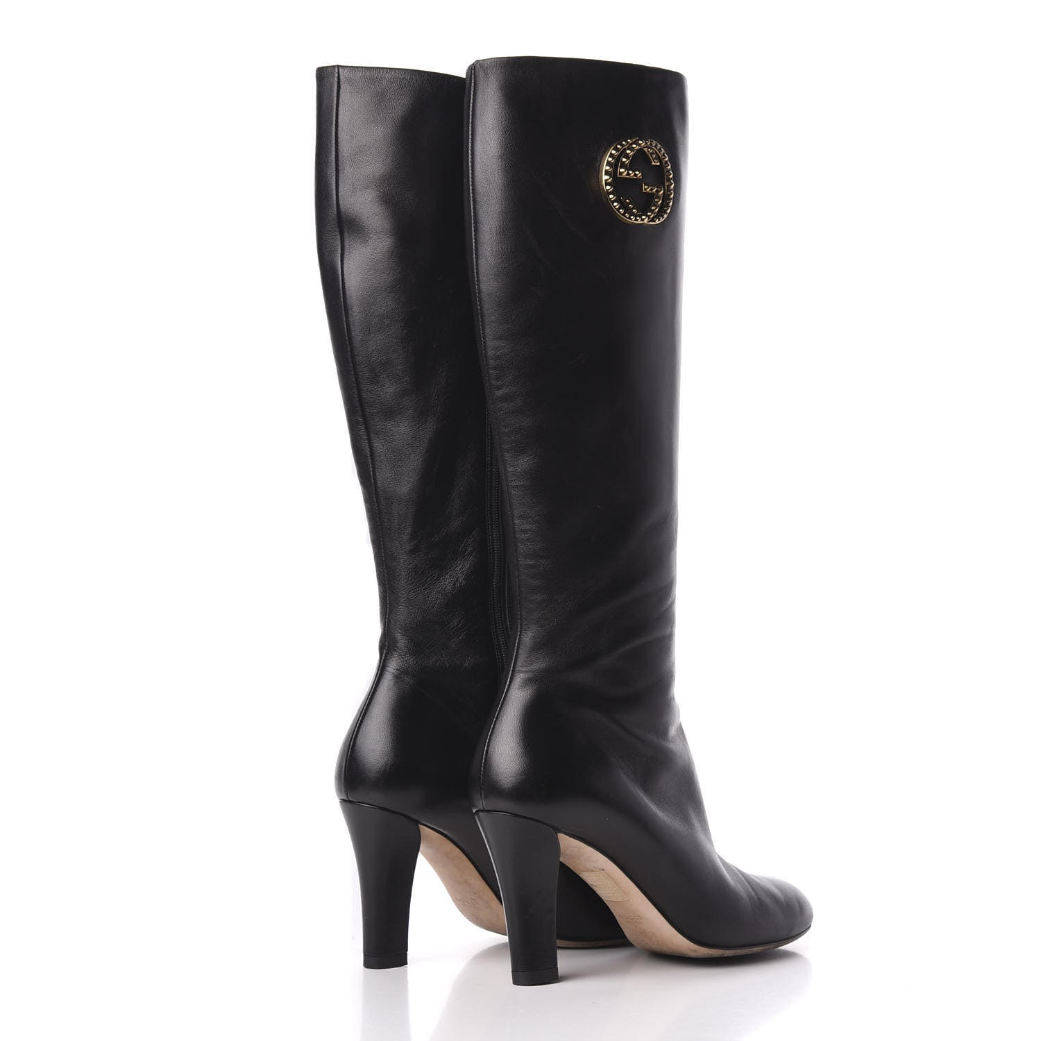 Gucci Calfskin Interlocking G Knee High Boots 38 Black 4 of 10