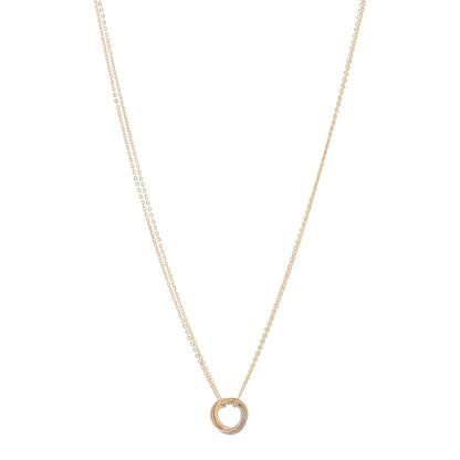 Cartier 18K Pink Yellow White Gold Trinity Double Chain Pendant Necklace 1 of 5