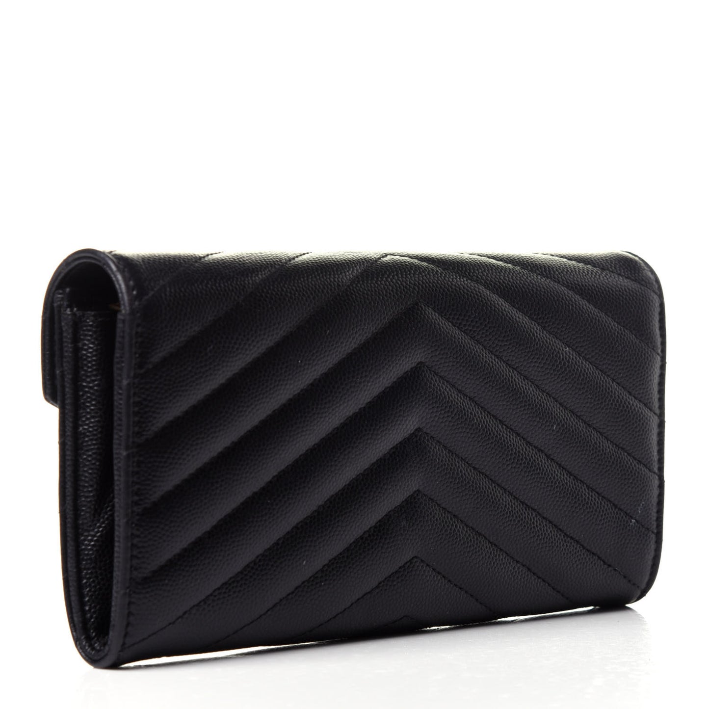Grain De Poudre Matelasse Chevron Monogram Flap Wallet Black