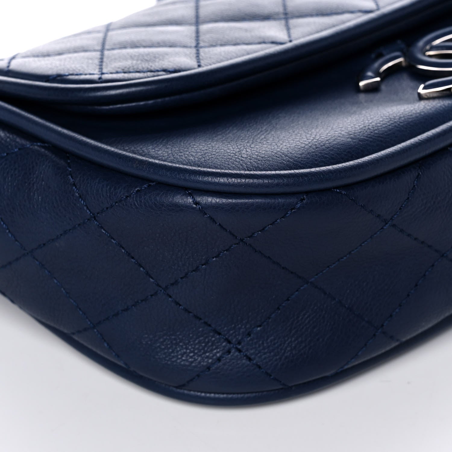 Chanel Calfskin Stitched Flap Bag Navy 9 of 12