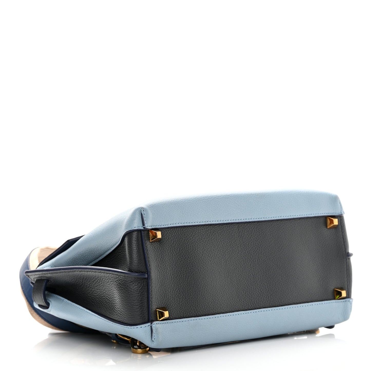 Grained Calfskin Large Milla Convertible Backpack Navy Multicolor