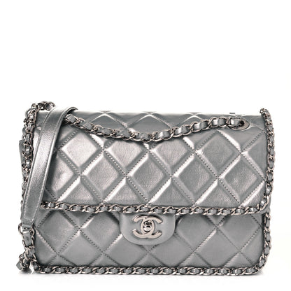 Chanel Metallic Lambskin Medium Chain All Over Flap Silver 1 of 11