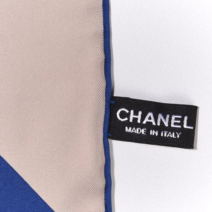 Chanel Silk CC Geometric Scarf Beige Blue 5 of 5