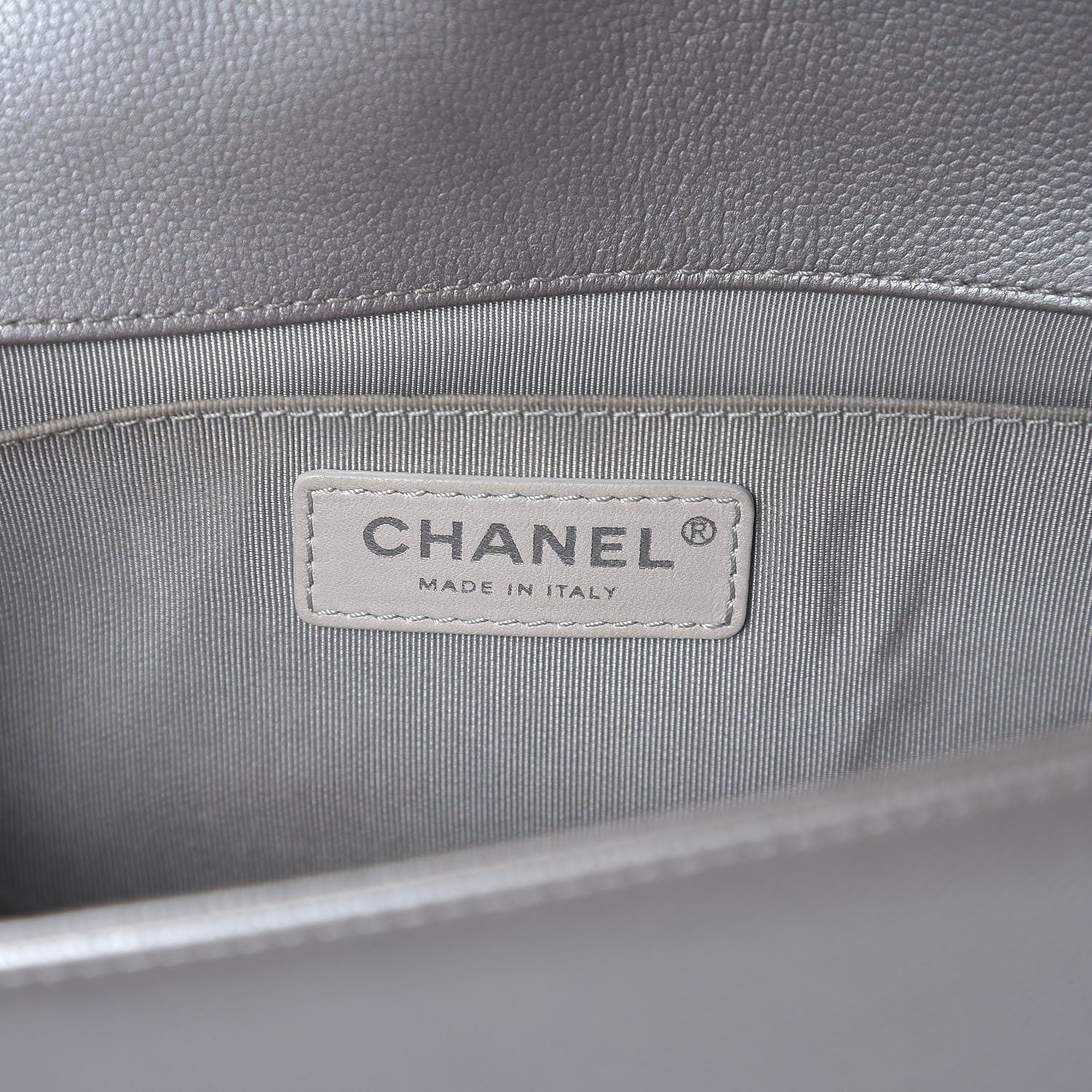 Chanel Metallic Caviar Chevron Quilted Medium Boy Flap Silver 6 of 7