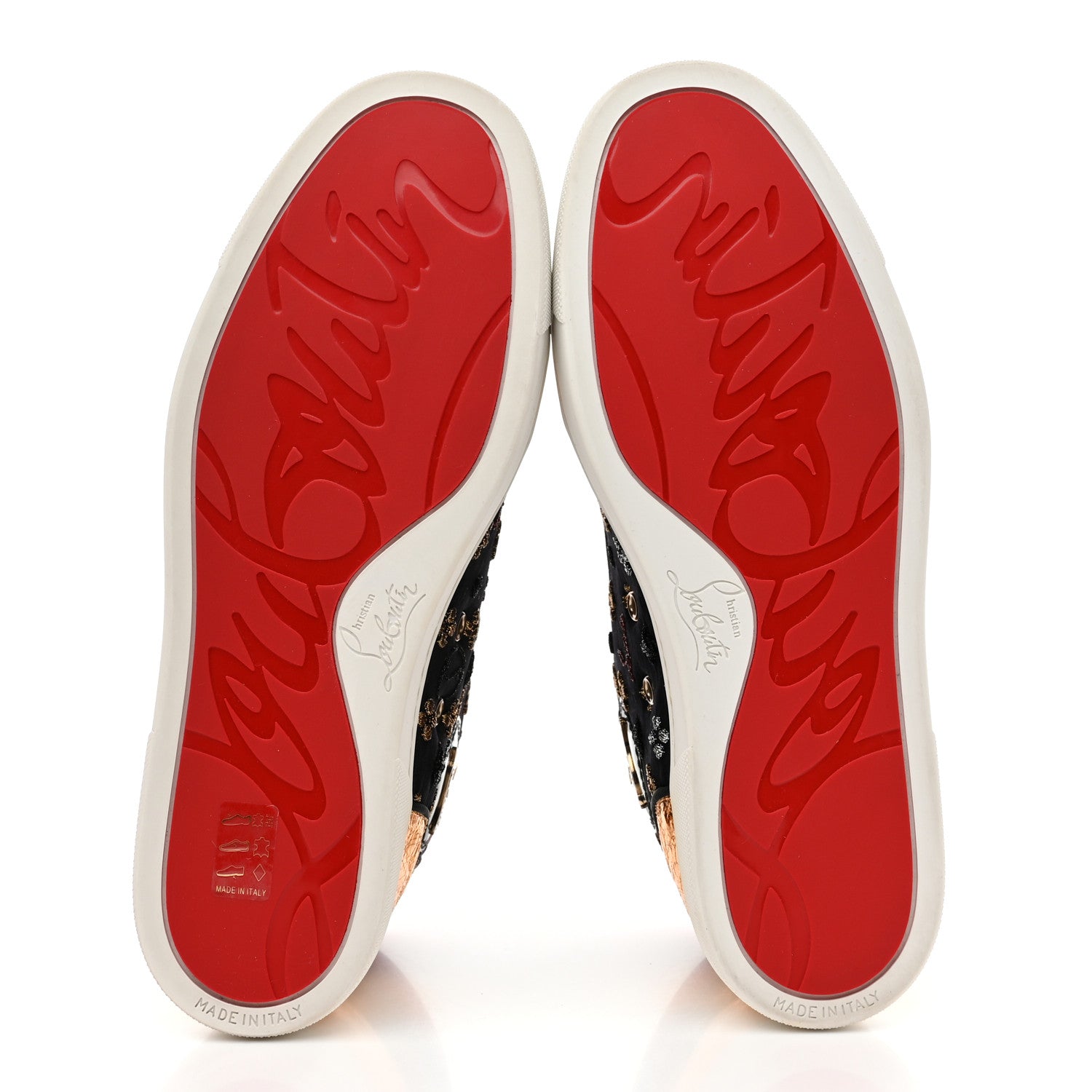 Christian Louboutin Patent Suede Calfskin Womens Spikes Orlato Flat Sneakers 39.5 Black Multicolor 6 of 9