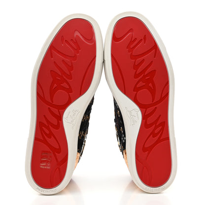 Christian Louboutin Patent Suede Calfskin Womens Spikes Orlato Flat Sneakers 39.5 Black Multicolor 6 of 9