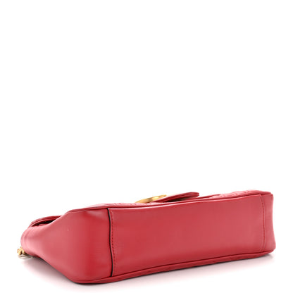 Gucci Calfskin Matelasse Small GG Marmont Shoulder Bag Hibiscus Red 4 of 12