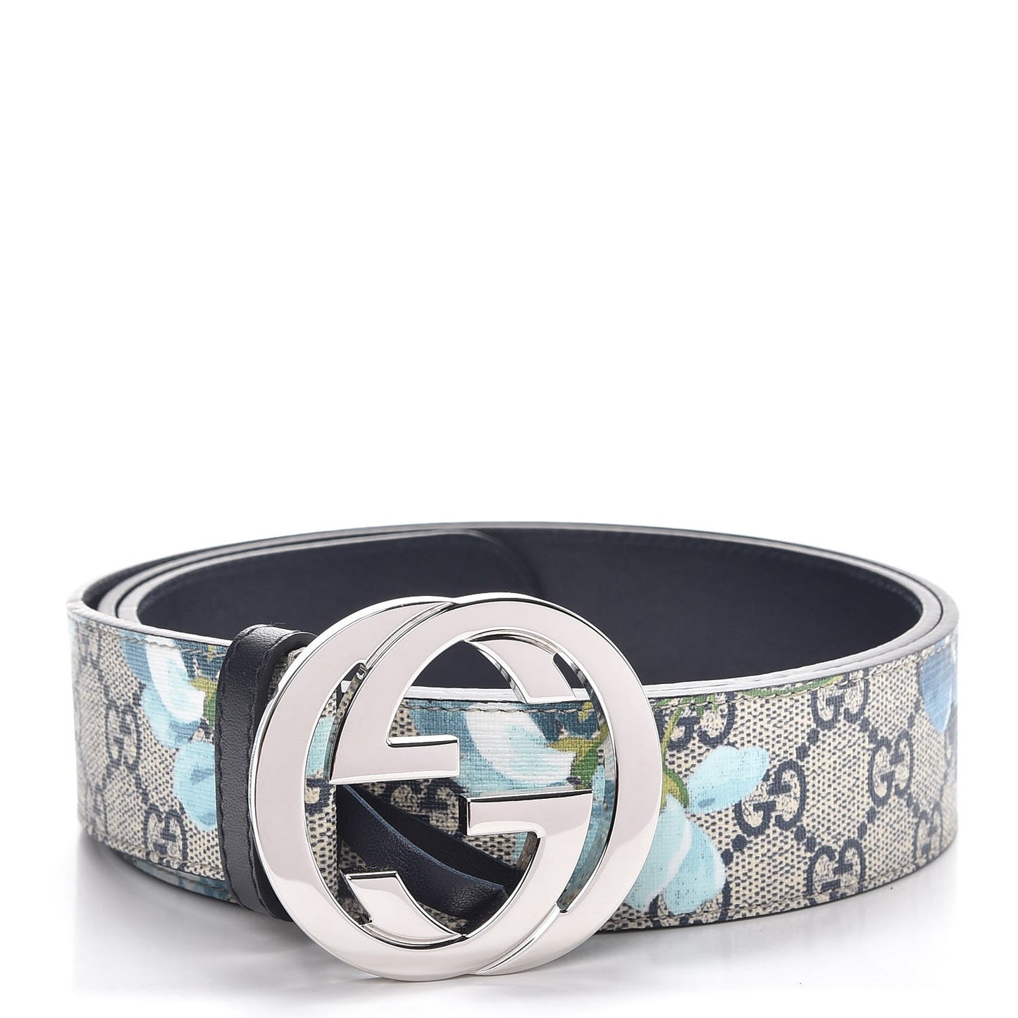 GG Supreme Monogram Blooms Interlocking G Belt 110 44 Beige Blue Navy