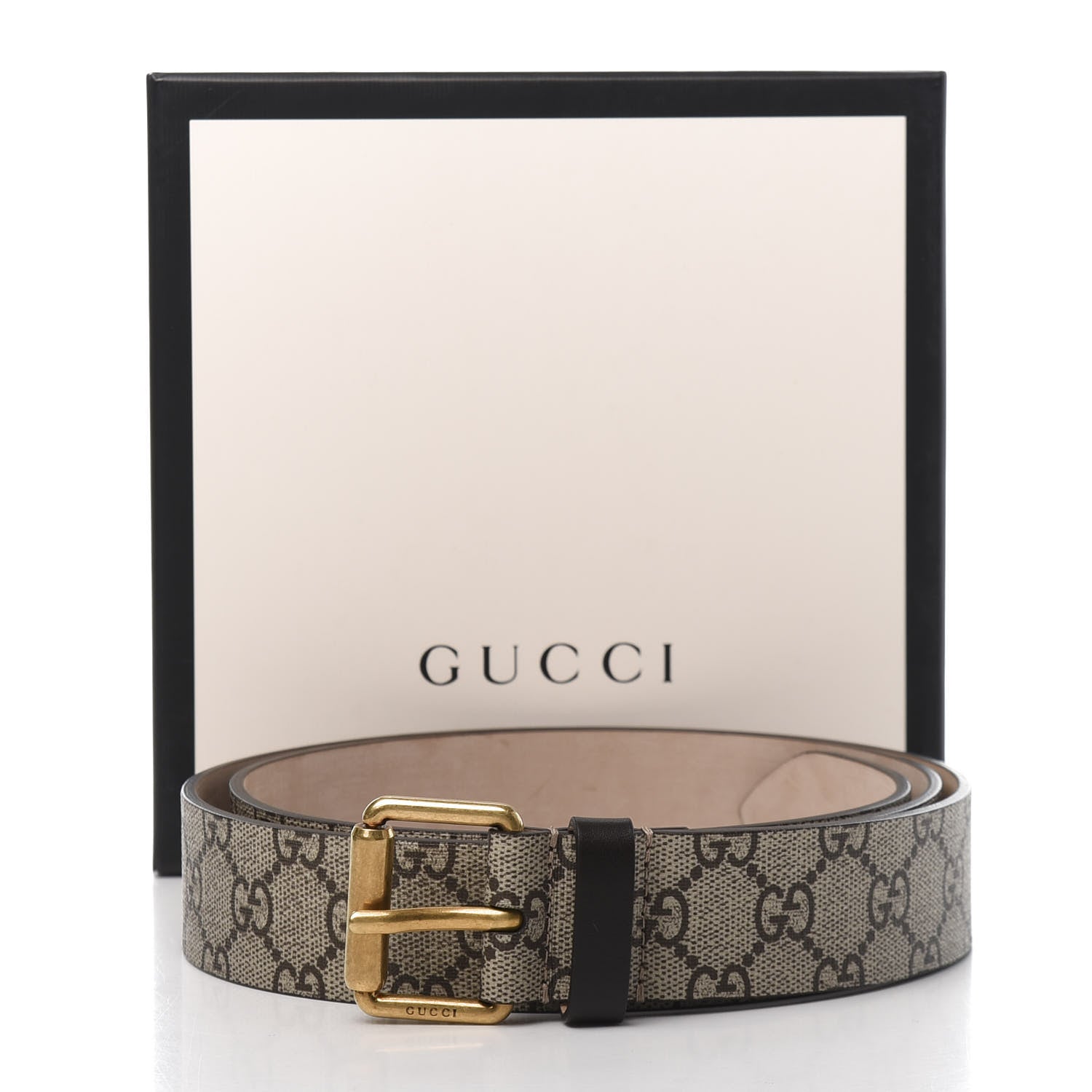 Gucci GG Supreme Monogram Selleria Calfskin Tiger 35mm Belt 110 44 Beige Ebony Multicolor Cocoa 7 of 7