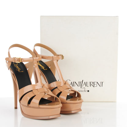 Saint Laurent Vitello Vernice Tribute 105 Platform Sandals 41.5 Nude 5 of 8