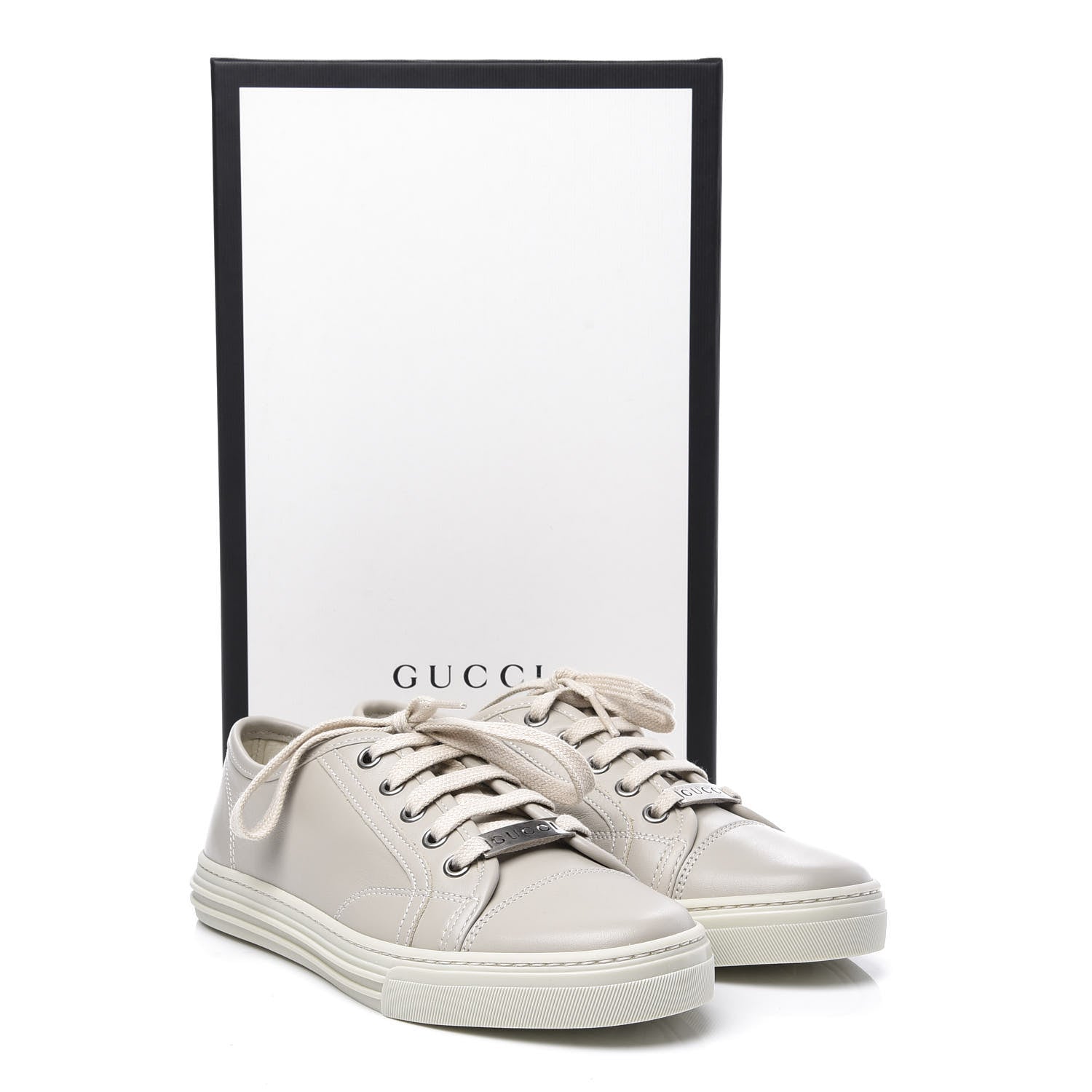 Gucci Calfskin Miro Soft Womens Lace Up Sneakers 35 Mystic White 11 of 11