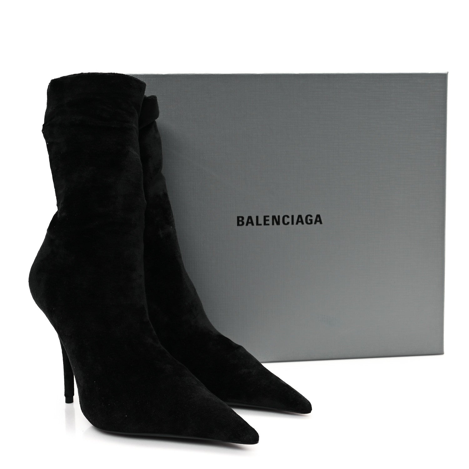 Balenciaga Velvet Spandex Extreme Pointed Toe Knife Ankle Boots 37 Black 8 of 8