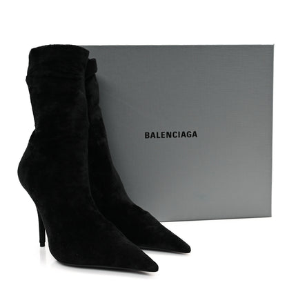 Balenciaga Velvet Spandex Extreme Pointed Toe Knife Ankle Boots 37 Black 8 of 8