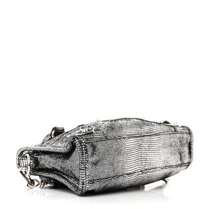 Balenciaga Metallic Calfskin Lizard Embossed Silver Metallic Edge Hardware Nano City Silver 5 of 12