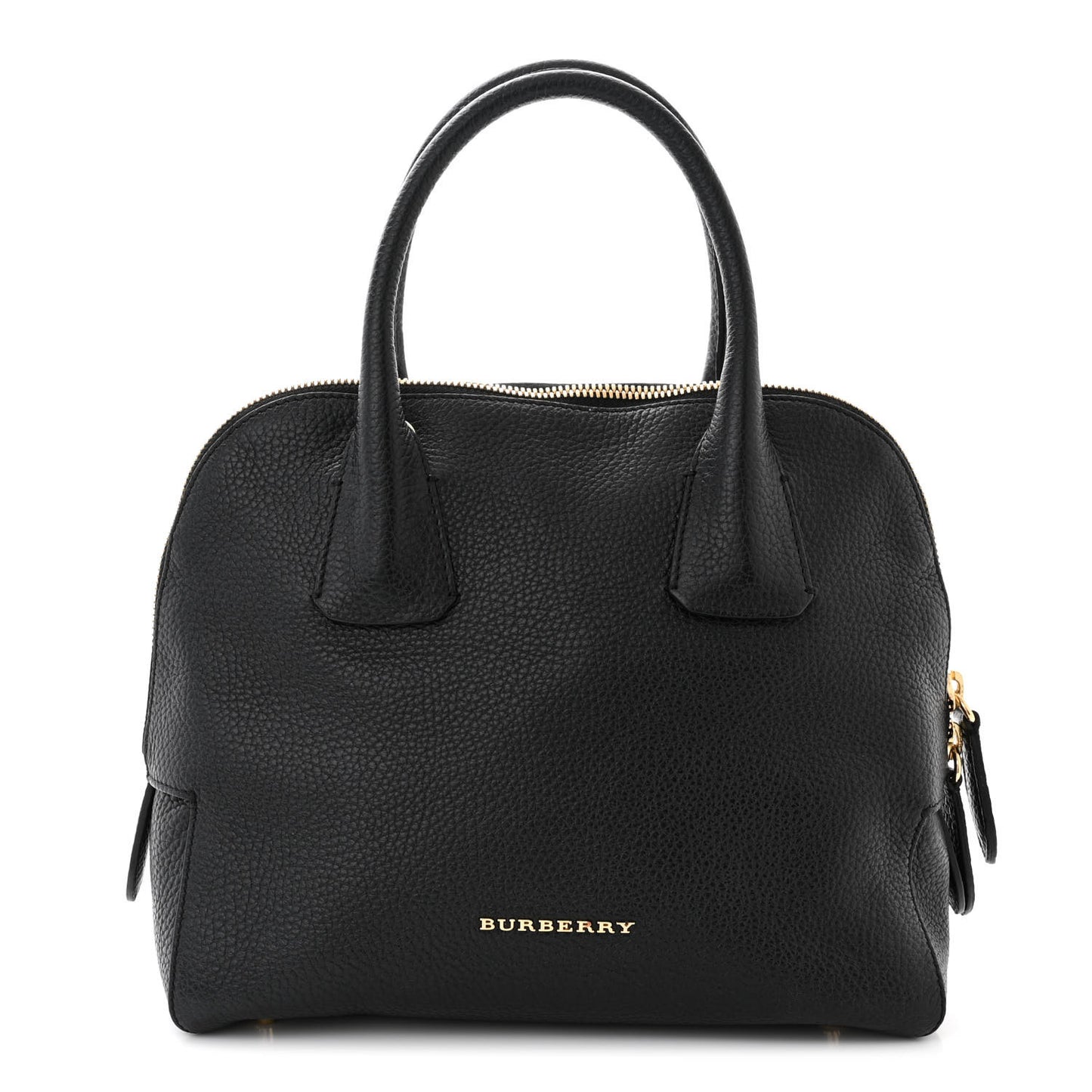 London Grainy Calfskin Small Greenwood Bowling Bag Black