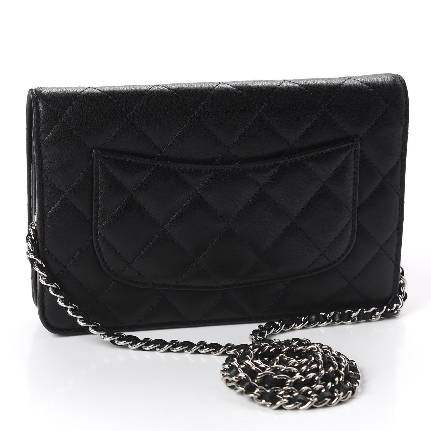Lambskin Quilted Wallet On Chain WOC Black
