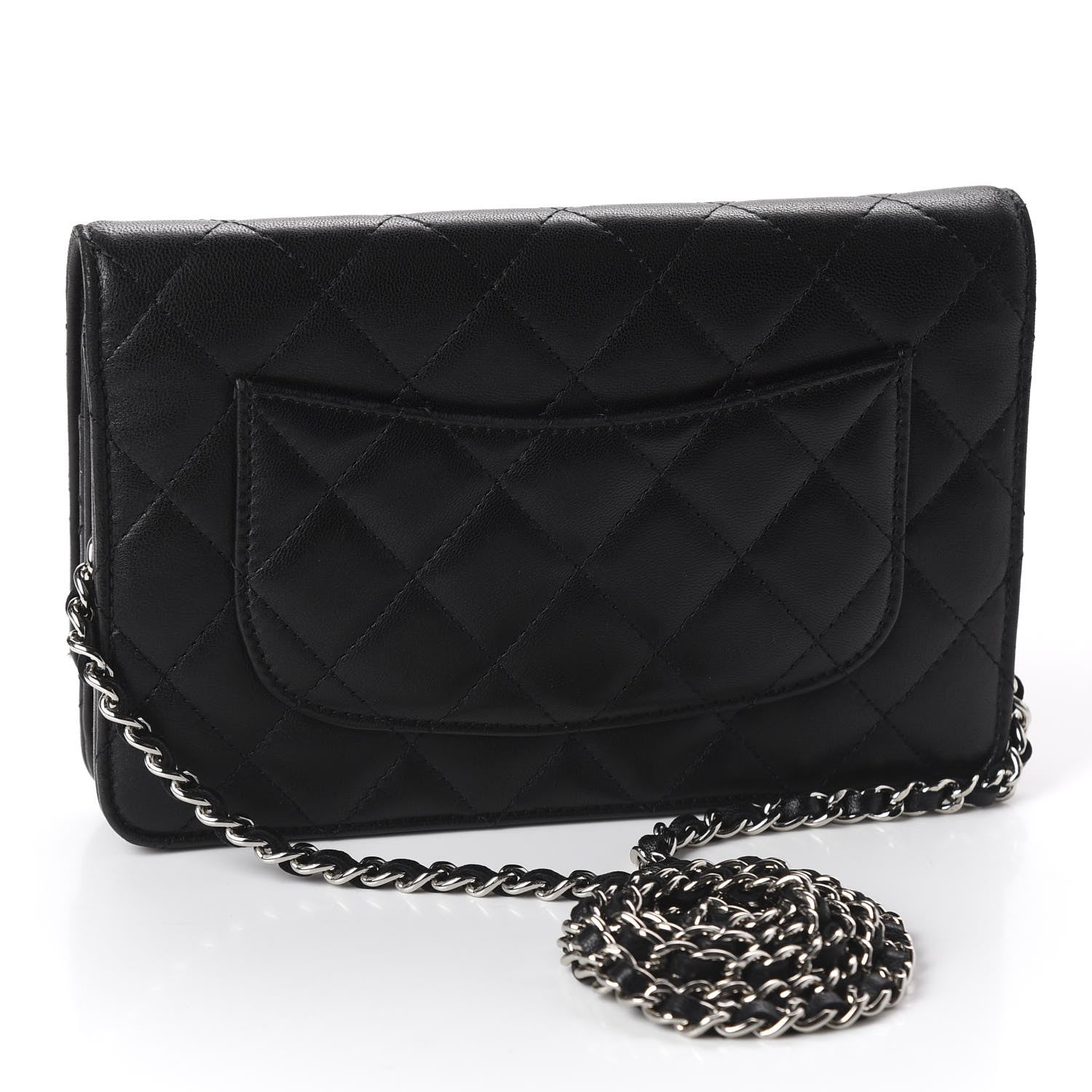 Chanel Lambskin Quilted Wallet On Chain WOC Black 2 of 11
