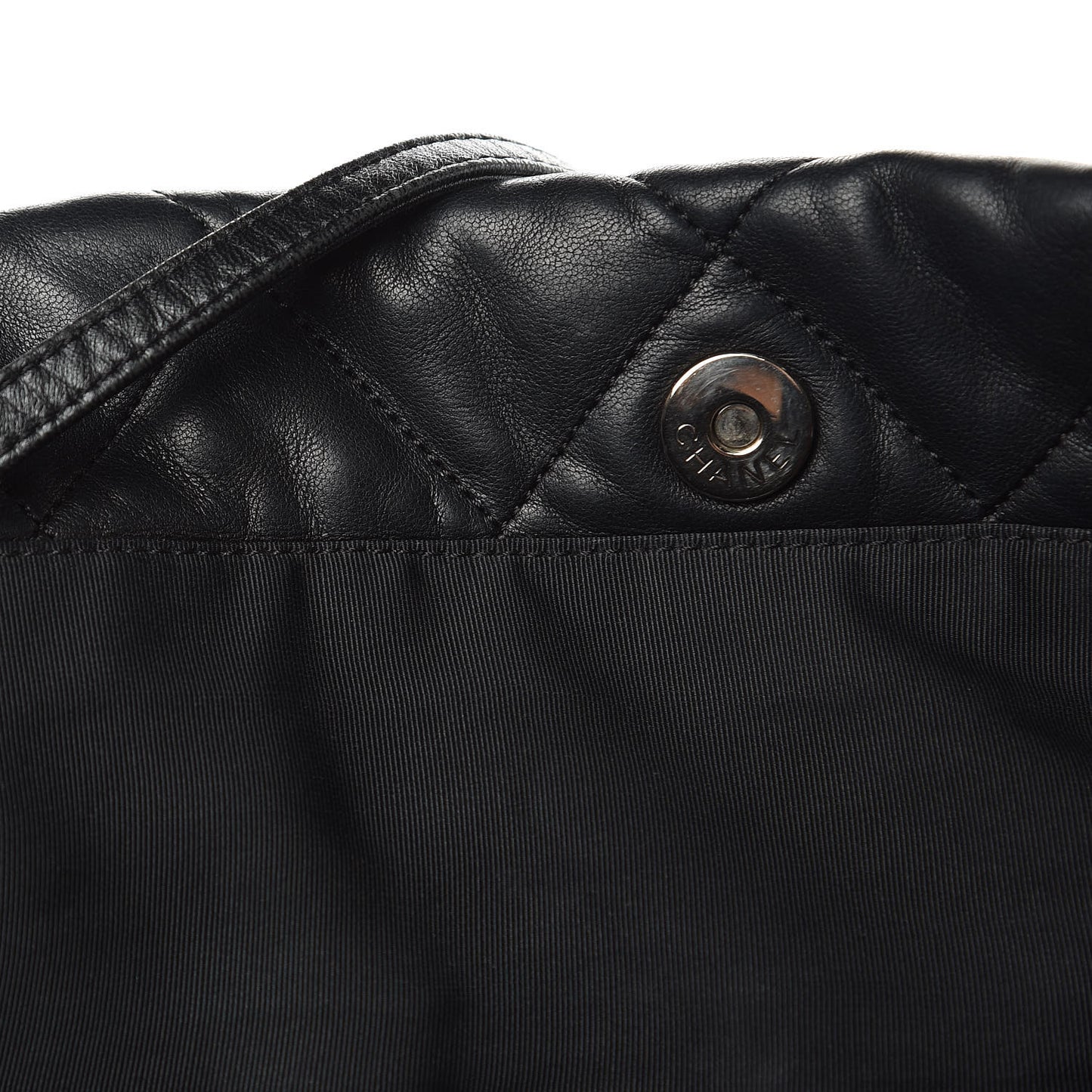 Lambskin Quilted Lido Shopping Tote Black