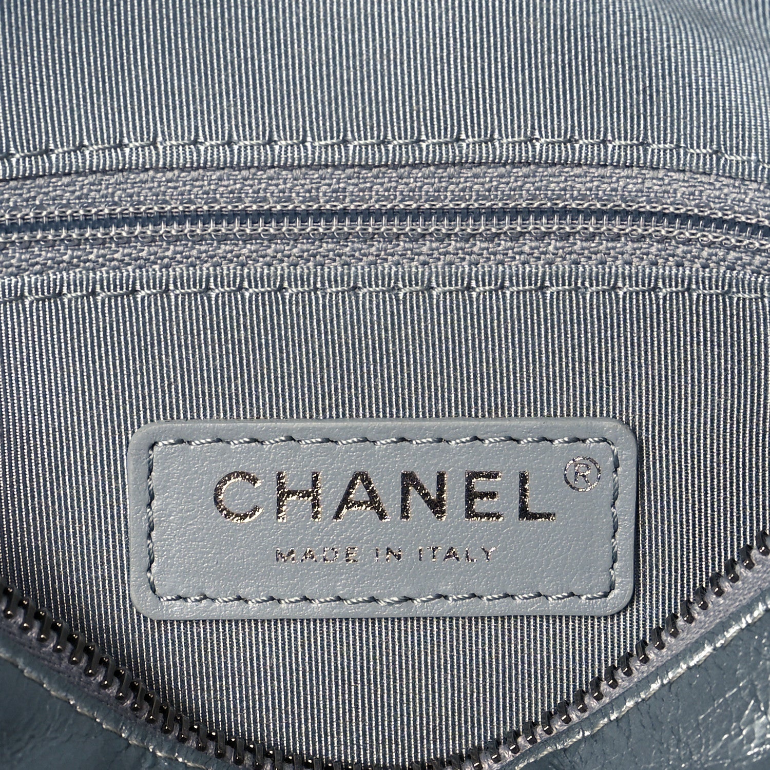 Chanel Metallic Crumpled Calfskin Chain 20s Signe Waist Bag Silver 7 of 11