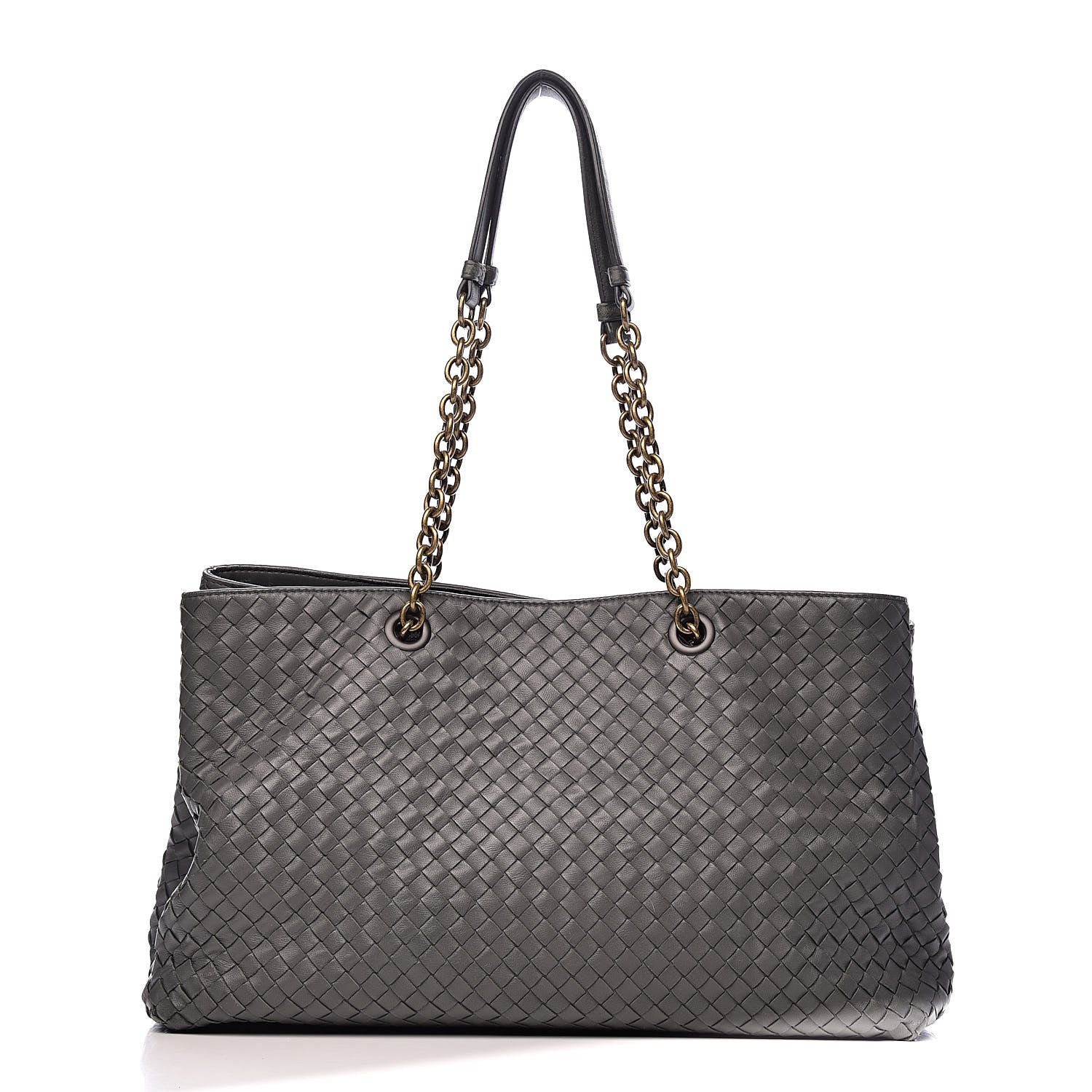 Bottega Veneta Nappa Intrecciato Large Classic Chain Strap Tote Light Grey 1 of 16
