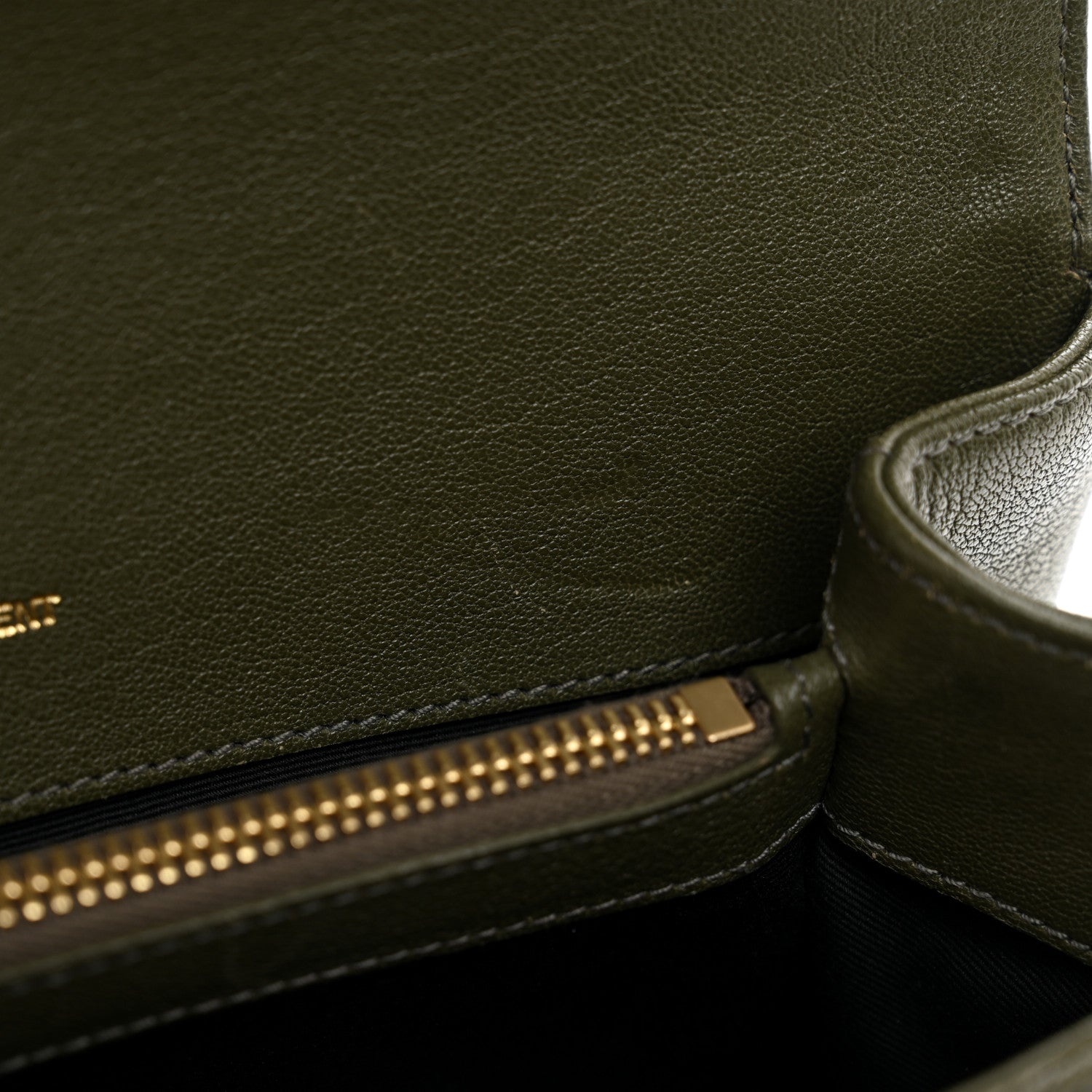 Saint Laurent Sheepskin Matelasse Chevron Monogram Medium College Bag Military Olive 11 of 13