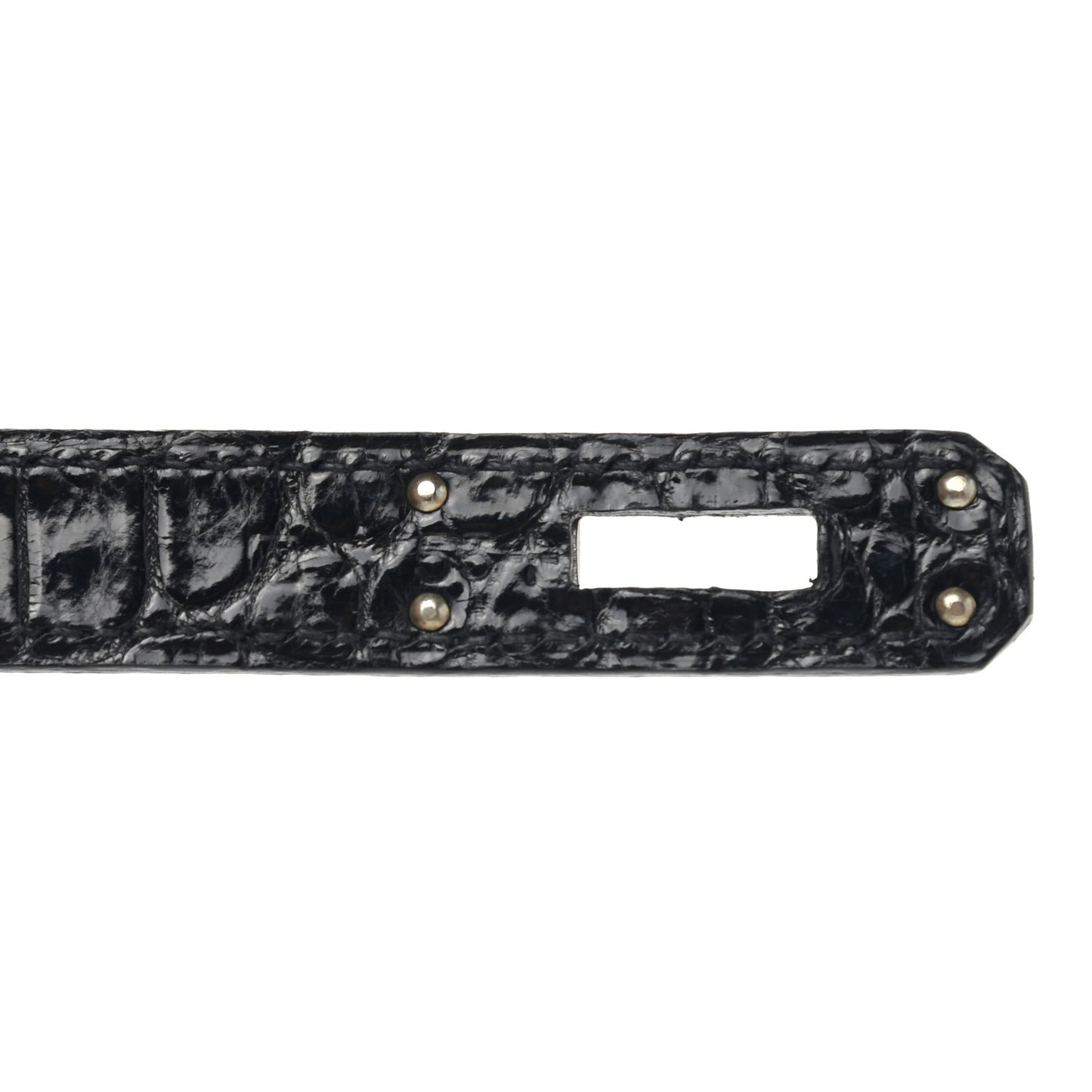 Shiny Porosus Crocodile Kelly Cut Pochette Black